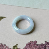 16.8mm A-Grade Natural Lavender Green Jadeite Abacus Ring Band No.162504