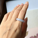 16.8mm A-Grade Natural Lavender Green Jadeite Abacus Ring Band No.162504