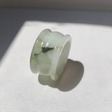 19.3mm A-Grade Natural White Green Jadeite Archer Ring Band No.162646
