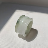 19.3mm A-Grade Natural White Green Jadeite Archer Ring Band No.162646