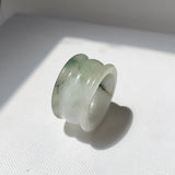 19.3mm A-Grade Natural White Green Jadeite Archer Ring Band No.162646