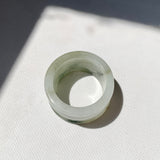 19.3mm A-Grade Natural White Green Jadeite Archer Ring Band No.162646