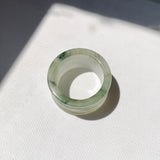 19.3mm A-Grade Natural White Green Jadeite Archer Ring Band No.162646