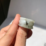 19.3mm A-Grade Natural White Green Jadeite Archer Ring Band No.162646