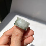19.3mm A-Grade Natural White Green Jadeite Archer Ring Band No.162646