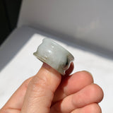 19.3mm A-Grade Natural White Green Jadeite Archer Ring Band No.162646