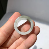 19.3mm A-Grade Natural White Green Jadeite Archer Ring Band No.162646
