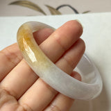 56.9mm A-Grade Natural Tri-Colour Osmanthus Floral Jadeite Modern Round Bangle No.152106