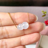 Icy A-Grade Natural Jadeite Calabash (Hulu) Bean Pendant No. 172995
