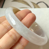 56.9mm A-Grade Natural Tri-Colour Osmanthus Floral Jadeite Modern Round Bangle No.152106