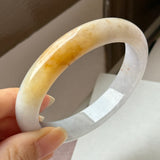 56.9mm A-Grade Natural Tri-Colour Osmanthus Floral Jadeite Modern Round Bangle No.152106