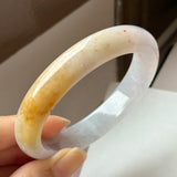 56.9mm A-Grade Natural Tri-Colour Osmanthus Floral Jadeite Modern Round Bangle No.152106
