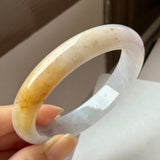 56.9mm A-Grade Natural Tri-Colour Osmanthus Floral Jadeite Modern Round Bangle No.152106