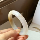 56.9mm A-Grade Natural Tri-Colour Osmanthus Floral Jadeite Modern Round Bangle No.152106