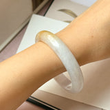 56.9mm A-Grade Natural Tri-Colour Osmanthus Floral Jadeite Modern Round Bangle No.152106
