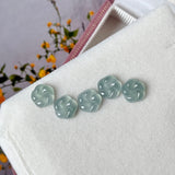 Icy A-Grade Steel Blue Jadeite Frangipani Flowers No. 130529