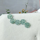 Icy A-Grade Steel Blue Jadeite Frangipani Flowers No. 130529