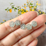 Icy A-Grade Steel Blue Jadeite Frangipani Flowers No. 130529