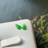Icy A-Grade Natural Green Jadeite Hulu (Calabash) Pair No.180925