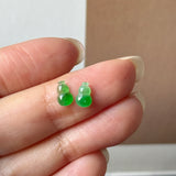 Icy A-Grade Natural Green Jadeite Hulu (Calabash) Pair No.180925