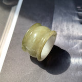 20mm A-Grade Yellowish Green White Jadeite Archer Ring Band No.161610
