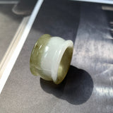 20mm A-Grade Yellowish Green White Jadeite Archer Ring Band No.161610