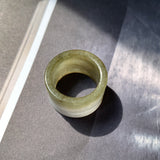 20mm A-Grade Yellowish Green White Jadeite Archer Ring Band No.161610