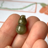 A-Grade Natural Dark Yellowish Green Jadeite Pendant (Calabash) No.220699