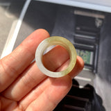 20mm A-Grade Yellowish Green White Jadeite Archer Ring Band No.161610