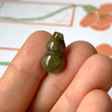 A-Grade Natural Dark Yellowish Green Jadeite Pendant (Calabash) No.220699