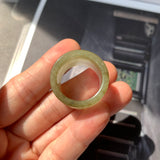 20mm A-Grade Yellowish Green White Jadeite Archer Ring Band No.161610