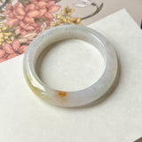 54.1mm A-Grade Natural Tri-Colour Osmanthus Floral Jadeite Modern Round Bangle No.152108