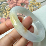 54.1mm A-Grade Natural Tri-Colour Osmanthus Floral Jadeite Modern Round Bangle No.152108
