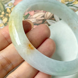 54.1mm A-Grade Natural Tri-Colour Osmanthus Floral Jadeite Modern Round Bangle No.152108
