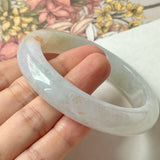 54.1mm A-Grade Natural Tri-Colour Osmanthus Floral Jadeite Modern Round Bangle No.152108