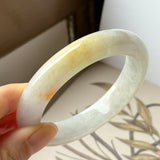 54.1mm A-Grade Natural Tri-Colour Osmanthus Floral Jadeite Modern Round Bangle No.152108