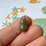 A-Grade Natural Dark Yellowish & Bluish Green Jadeite Pendant (Calabash) No.220700