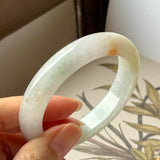 54.1mm A-Grade Natural Tri-Colour Osmanthus Floral Jadeite Modern Round Bangle No.152108