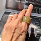 20.3mm A-Grade Yellowish Green Jadeite Archer Ring Band No.161706