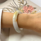 54.1mm A-Grade Natural Tri-Colour Osmanthus Floral Jadeite Modern Round Bangle No.152108