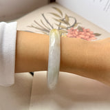 54.1mm A-Grade Natural Tri-Colour Osmanthus Floral Jadeite Modern Round Bangle No.152108