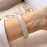 54.1mm A-Grade Natural Tri-Colour Osmanthus Floral Jadeite Modern Round Bangle No.152108