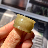 20.3mm A-Grade Yellowish Green Jadeite Archer Ring Band No.161706