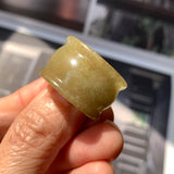 20.3mm A-Grade Yellowish Green Jadeite Archer Ring Band No.161706