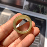20.3mm A-Grade Yellowish Green Jadeite Archer Ring Band No.161706