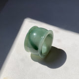20mm A-Grade Bluish Green Jadeite Archer Ring Band No.161609