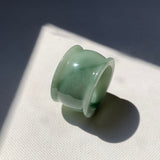 20mm A-Grade Bluish Green Jadeite Archer Ring Band No.161609