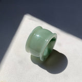 20mm A-Grade Bluish Green Jadeite Archer Ring Band No.161609