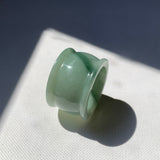 20mm A-Grade Bluish Green Jadeite Archer Ring Band No.161609