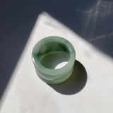 20mm A-Grade Bluish Green Jadeite Archer Ring Band No.161609